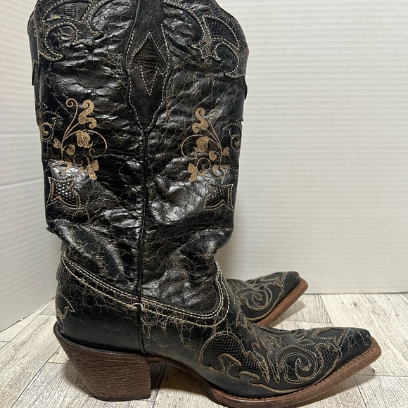 The Lizzie Boots by Corral lizard leather cowboy western boots size 6 wide black - Picture 2 of 9